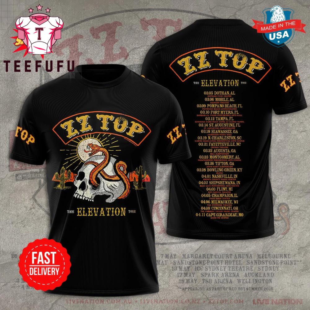 ZZ Top The Elevation Tour 2025 All Over Print Shirt
