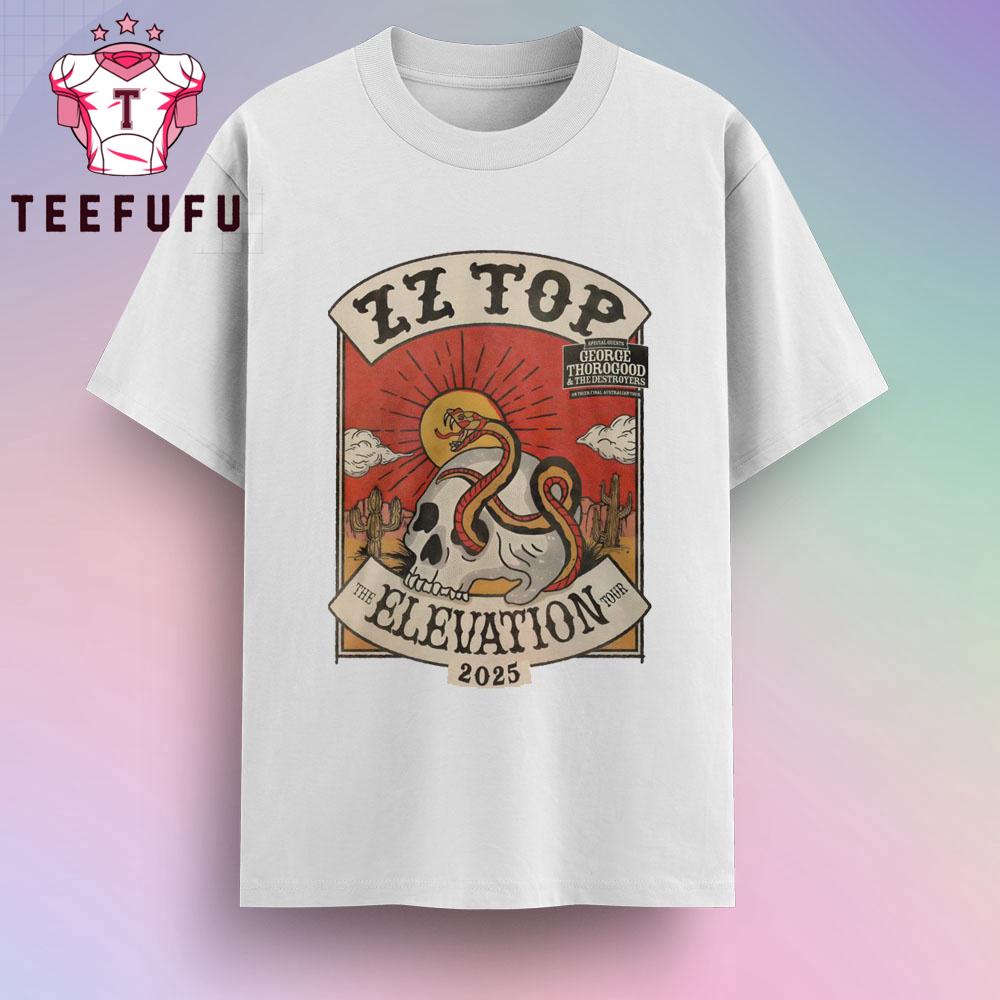 ZZ Top The Elevation Tour 2025 White T Shirt ZZ Top The Elevation Tour 2025 White T Shirt